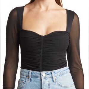 AFRM bodysuit Black Sheer Sleeve Women's XL